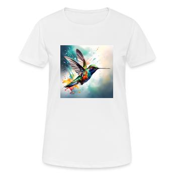 Kolibri farbig - Frauen T-Shirt atmungsaktiv - Weiß - Vorne - AI Model Female 172 dark (172cm)