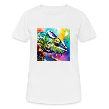 Chamäleon farbig - Frauen T-Shirt atmungsaktiv - Weiß - Vorne - AI Model Female 172 dark (172cm)