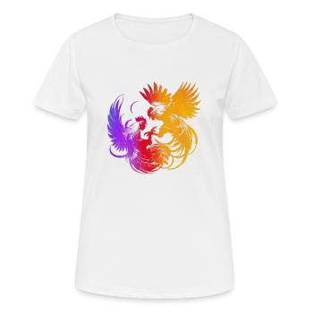 Coq, tup, combat, animal, isolé, coloré, poulet - T-shirt respirant Femme - blanc - Devant - AI Model Female 172 dark (172cm)