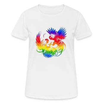 Coq, tup, combat, animal, isolé, coloré, poulet - T-shirt respirant Femme - blanc - Devant - AI Model Female 172 dark (172cm)