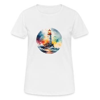 Leuchtturm Runder Batch - Frauen T-Shirt atmungsaktiv - Weiß - Vorne - AI Model Female 172 dark (172cm)