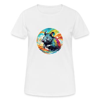 Ratte runder Batch - Frauen T-Shirt atmungsaktiv - Weiß - Vorne - AI Model Female 172 dark (172cm)