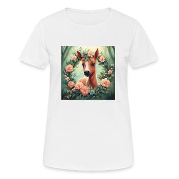 Mignon Kawaii Bébé Cheval Floral - T-shirt respirant Femme - blanc - Devant - AI Model Female 172 dark (172cm)