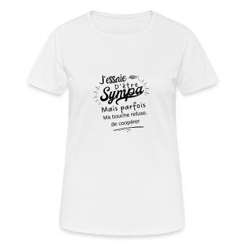 nice but my mouth refuses to cooperate - Women's Breathable T-Shirt - white - Front - AI Model Female 172 dark (172cm)