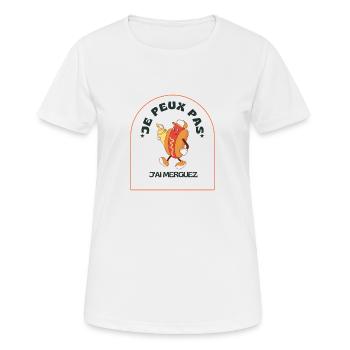 "T-shirt "Je peux pas j'ai merguez" - T-shirt respirant Femme - blanc - Devant - AI Model Female 172 dark (172cm)
