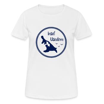 Insel Usedom Karte im Seil - Frauen T-Shirt atmungsaktiv - Weiß - Vorne - AI Model Female 172 dark (172cm)