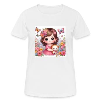 Kleines Mädchen mit ihrer Puppe - Frauen T-Shirt atmungsaktiv - Weiß - Vorne - AI Model Female 172 dark (172cm)