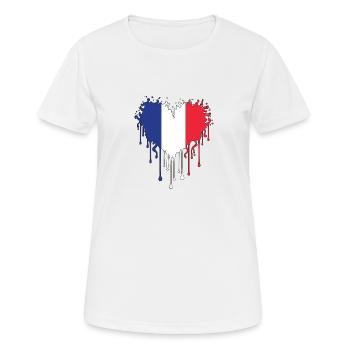 Französische Flagge - blau, weiß, rot - Frauen T-Shirt atmungsaktiv - Weiß - Vorne - AI Model Female 172 dark (172cm)
