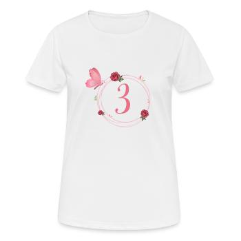 3e anniversaire papillon et fleurs fillettes - T-shirt respirant Femme - blanc - Devant - AI Model Female 172 dark (172cm)