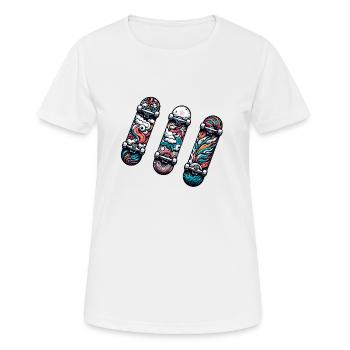 Three Skateboards, Fun Trio - Women's Breathable T-Shirt - white - Front - AI Model Female 172 dark (172cm)