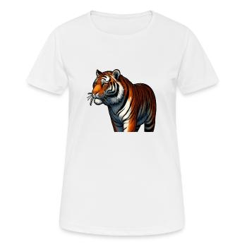 Tiger Feline Bestie: Wilde Schönheit! - Frauen T-Shirt atmungsaktiv - Weiß - Vorne - AI Model Female 172 dark (172cm)