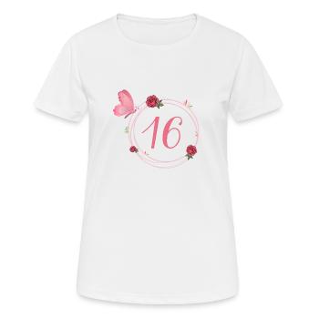 16e anniversaire papillon et fleurs fillettes - T-shirt respirant Femme - blanc - Devant - AI Model Female 172 dark (172cm)