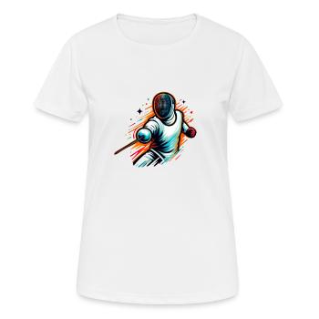 Fechten, Kampfkunst - Frauen T-Shirt atmungsaktiv - Weiß - Vorne - AI Model Female 172 dark (172cm)
