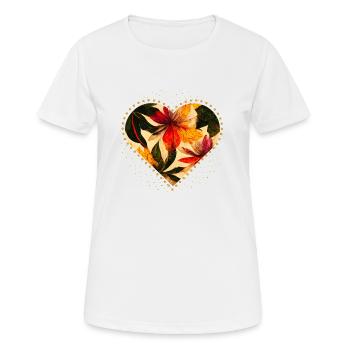 Flower Heart: Abstract Love - Women's Breathable T-Shirt - white - Front - AI Model Female 172 dark (172cm)