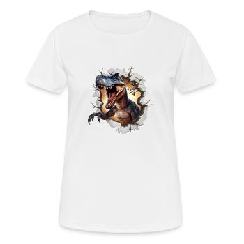 Autocollant T-rex de dinosaure - T-shirt respirant Femme - blanc - Devant - AI Model Female 172 dark (172cm)