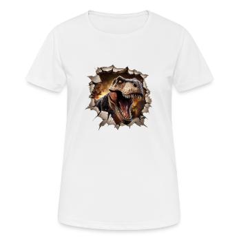 Autocollant T-rex de dinosaure - T-shirt respirant Femme - blanc - Devant - AI Model Female 172 dark (172cm)