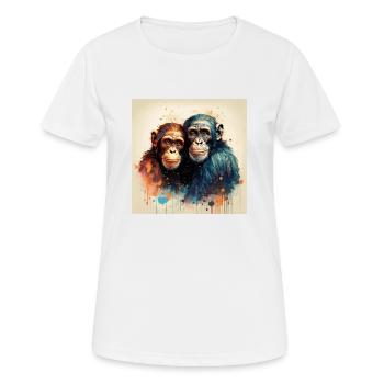 Verliebte Chimpansen - Frauen T-Shirt atmungsaktiv - Weiß - Vorne - AI Model Female 172 dark (172cm)