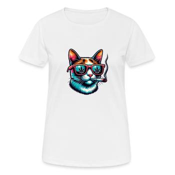 funny cat with joint - Women's Breathable T-Shirt - white - Front - AI Model Female 172 dark (172cm)