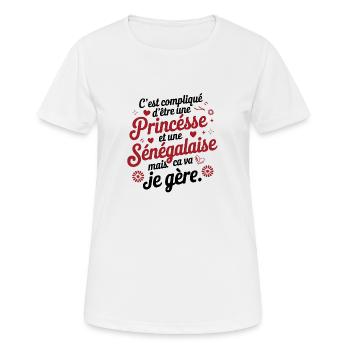 Princesse Sénégalaise - T-shirt respirant Femme - blanc - Devant - AI Model Female 172 dark (172cm)