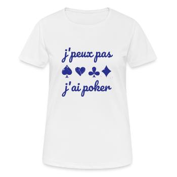 Ich kann nicht, ich habe Poker. - Frauen T-Shirt atmungsaktiv - Weiß - Vorne - AI Model Female 172 dark (172cm)
