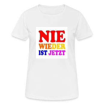 Nie wieder ist jetzt - Frauen T-Shirt atmungsaktiv - Weiß - Vorne - AI Model Female 172 dark (172cm)