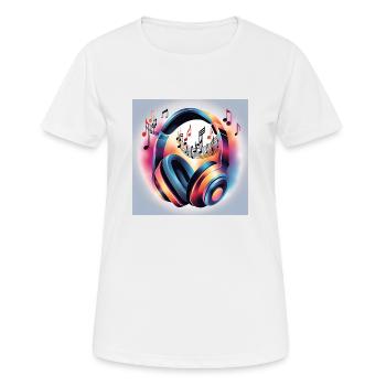 Musik Melodie Kopfhörer mit Noten - Frauen T-Shirt atmungsaktiv - Weiß - Vorne - AI Model Female 172 dark (172cm)