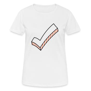 Haken dran zweifarbig - Frauen T-Shirt atmungsaktiv - Weiß - Vorne - AI Model Female 172 dark (172cm)