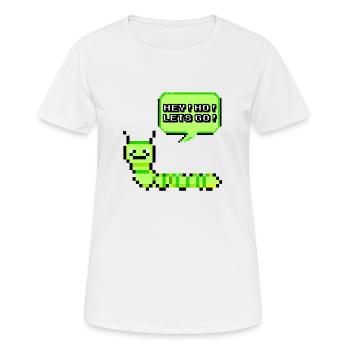 HEY! HO! LETS GO! Pixel Raupe Retroshirt 90er 90s - Frauen T-Shirt atmungsaktiv - Weiß - Vorne - AI Model Female 172 dark (172cm)