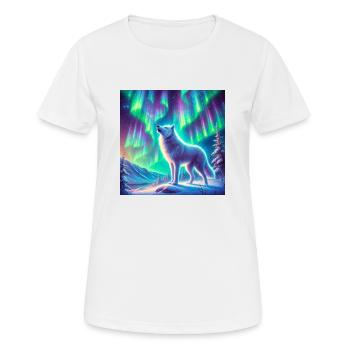 Loup Aurore Boréale - T-shirt respirant Femme - blanc - Devant - AI Model Female 172 dark (172cm)