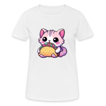 Taco Cat Delight - kawaii, Tacos, Katzen, niedlich - Frauen T-Shirt atmungsaktiv - Weiß - Vorne - AI Model Female 172 dark (172cm)