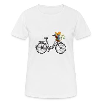 Vintage-Fahrrad mit Blumenkorb - Frauen T-Shirt atmungsaktiv - Weiß - Vorne - AI Model Female 172 dark (172cm)