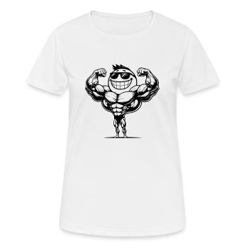Lusiger Stahlharter Muskelmann - Frauen T-Shirt atmungsaktiv - Weiß - Vorne - AI Model Female 172 dark (172cm)