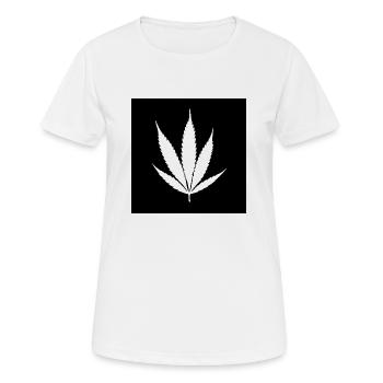 Cannabisblatt schwarz klassisch - Frauen T-Shirt atmungsaktiv - Weiß - Vorne - AI Model Female 172 dark (172cm)