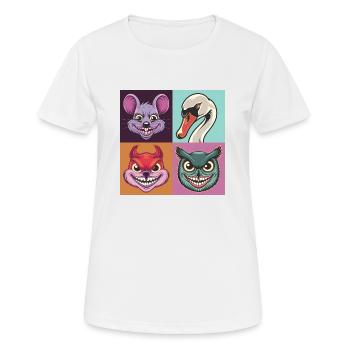Pop Art Cygne Souris Écureuil Hibou Sourire - T-shirt respirant Femme - blanc - Devant - AI Model Female 172 dark (172cm)