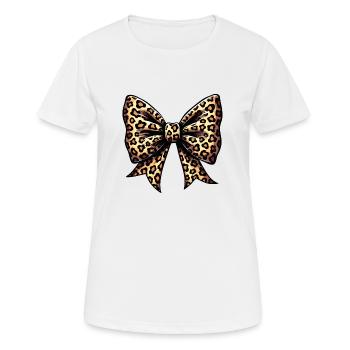 LARGE BOW WITH LEOPARD TREND - Women's Breathable T-Shirt - white - Front - AI Model Female 172 dark (172cm)