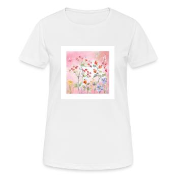 Watercolour Wildflowers on Pink - Women's Breathable T-Shirt - white - Front - AI Model Female 172 dark (172cm)