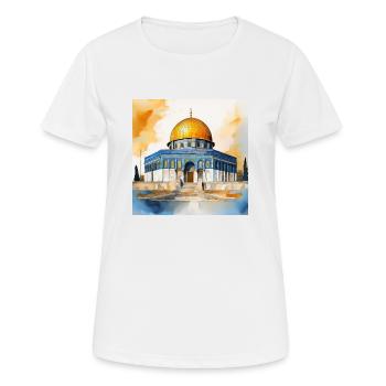 Iconic Dome of the Rock Watercolour Art - Women's Breathable T-Shirt - white - Front - AI Model Female 172 dark (172cm)
