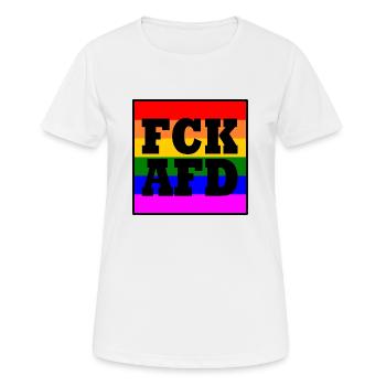 Fck afd - Frauen T-Shirt atmungsaktiv - Weiß - Vorne - AI Model Female 172 dark (172cm)