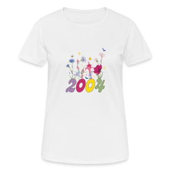 Geburtsjahr 2004 Wildblumen - Frauen T-Shirt atmungsaktiv - Weiß - Vorne - AI Model Female 172 dark (172cm)