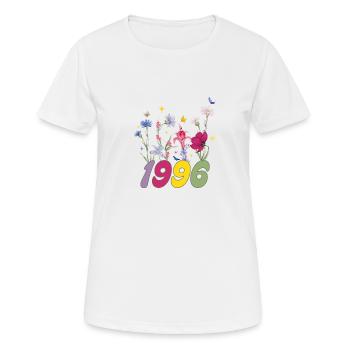 Geburtsjahr 1996 Wildblumen - Frauen T-Shirt atmungsaktiv - Weiß - Vorne - AI Model Female 172 dark (172cm)