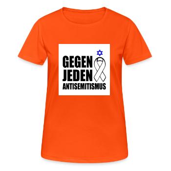 Contre tout antisémitisme - T-shirt respirant Femme - orange néon - Devant - AI Model Female 172 dark (172cm)