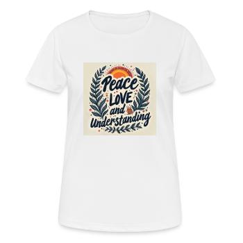 Peace, Love and Understanding - Women's Breathable T-Shirt - white - Front - AI Model Female 172 dark (172cm)