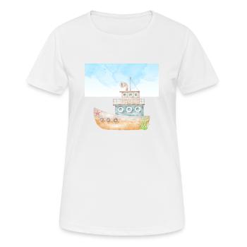 Tugboat Watercolour Illustration - Women's Breathable T-Shirt - white - Front - AI Model Female 172 dark (172cm)