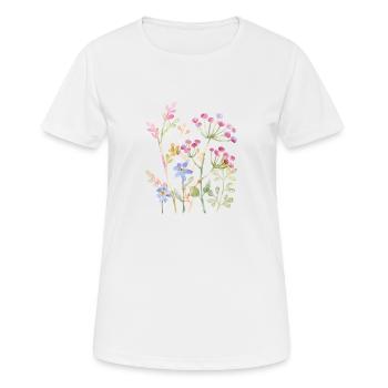 Delicate Watercolour Floral Art - Women's Breathable T-Shirt - white - Front - AI Model Female 172 dark (172cm)