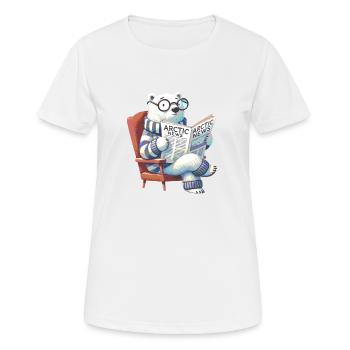 Eisbär liest Zeitung - Frauen T-Shirt atmungsaktiv - Weiß - Vorne - AI Model Female 172 dark (172cm)