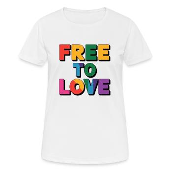 Free to love - LGBT - Frauen T-Shirt atmungsaktiv - Weiß - Vorne - AI Model Female 172 dark (172cm)