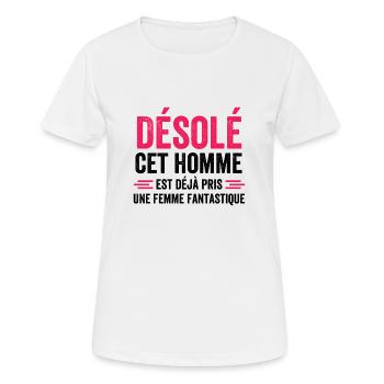sorry this man is already taken - Women's Breathable T-Shirt - white - Front - AI Model Female 172 dark (172cm)