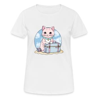 Kitty auf Reisen - Frauen T-Shirt atmungsaktiv - Weiß - Vorne - AI Model Female 172 dark (172cm)