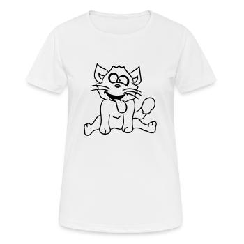 Cat Squints Funny Crazy Tongue Out Grimace - Women's Breathable T-Shirt - white - Front - AI Model Female 172 dark (172cm)