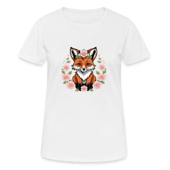 Fox Fox Flowers Cute Gift Animal Love for Women - Women's Breathable T-Shirt - white - Front - AI Model Female 172 dark (172cm)